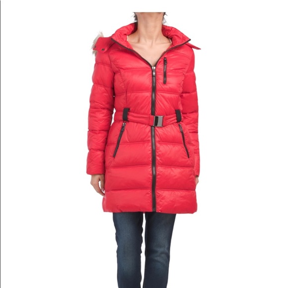 NWT NAUTICA BELTED FAUX FUR HOODED COAT - Picture 2 of 4